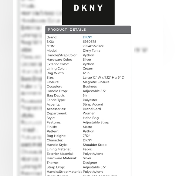 🐍 NWT DKNY Tania Hobo Bag in Python 🐍 - Picture 3 of 14